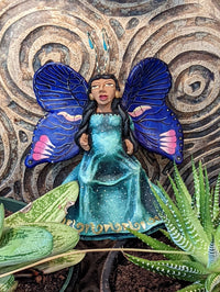 Angel Christmas Ornament, Handmade Butterfly Wall Decor from Oaxaca, Whimsical Mexican Art, Angel Wings Wall Decor, Purple Butterfly Decor