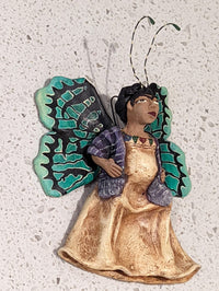 Angel Christmas Ornament, Handmade Home Decor from Oaxaca, Whimsical Mexico Folk Art, Angel Wings Wall Decor, Unique Butterfly Decor