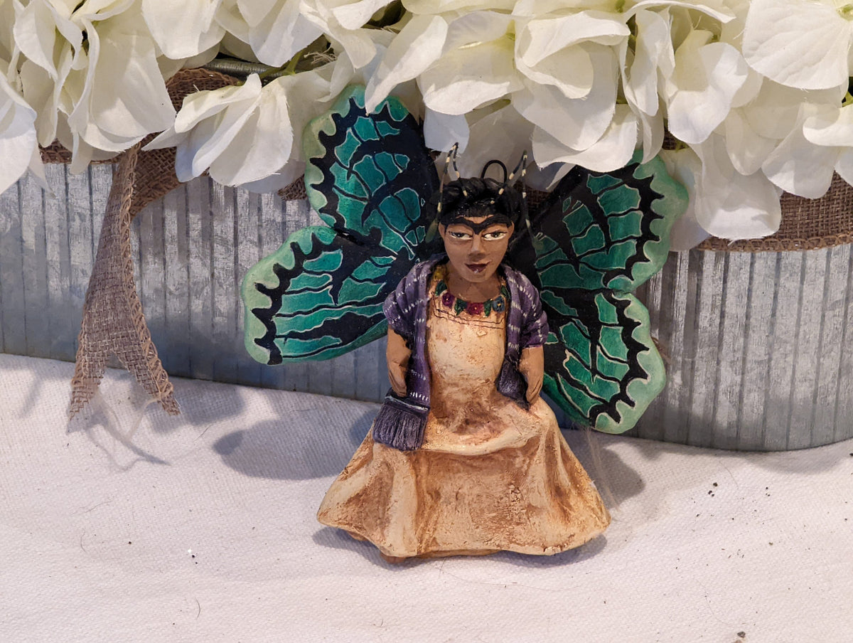 Angel Christmas Ornament, Handmade Home Decor from Oaxaca, Whimsical Mexico Folk Art, Angel Wings Wall Decor, Unique Butterfly Decor