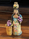 Woman Vendor, Home Decor Mexican Folk Art, Handmade Woman Figurine Statue, Clay Pottery Original Art from Oaxaca, Mexico