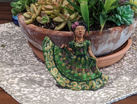 Oaxacan Woman Dancing, Mexican Folk Art from Oaxaca, Clay Figurine, Handmade by Juan Jose Aguilar, Collectible Women Statuette