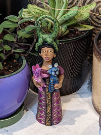 Oaxacan Woman Vendor, Mexican Folk Art from Oaxaca, Clay Figurine, Handmade by Juan Jose Aguilar, Collectible Women Statuette