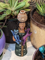 Oaxacan Woman Vendor, Mexican Folk Art from Oaxaca, Clay Figurine, Handmade by Juan Jose Aguilar, Collectible Women Statuette