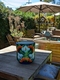 Colorful 12" Round Flower Pot, Talavera Ceramic Planter, Handmade Pottery, Outdoor Garden Decor, Indoor Home Decor, Unique Housewarming Gift