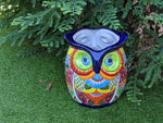 Gorgeous 14" Owl Flower Pot, Talavera Ceramic Planter, Handmade Pottery, Outdoor Garden Decor, Indoor Home Decor, Unique Gift for Birders