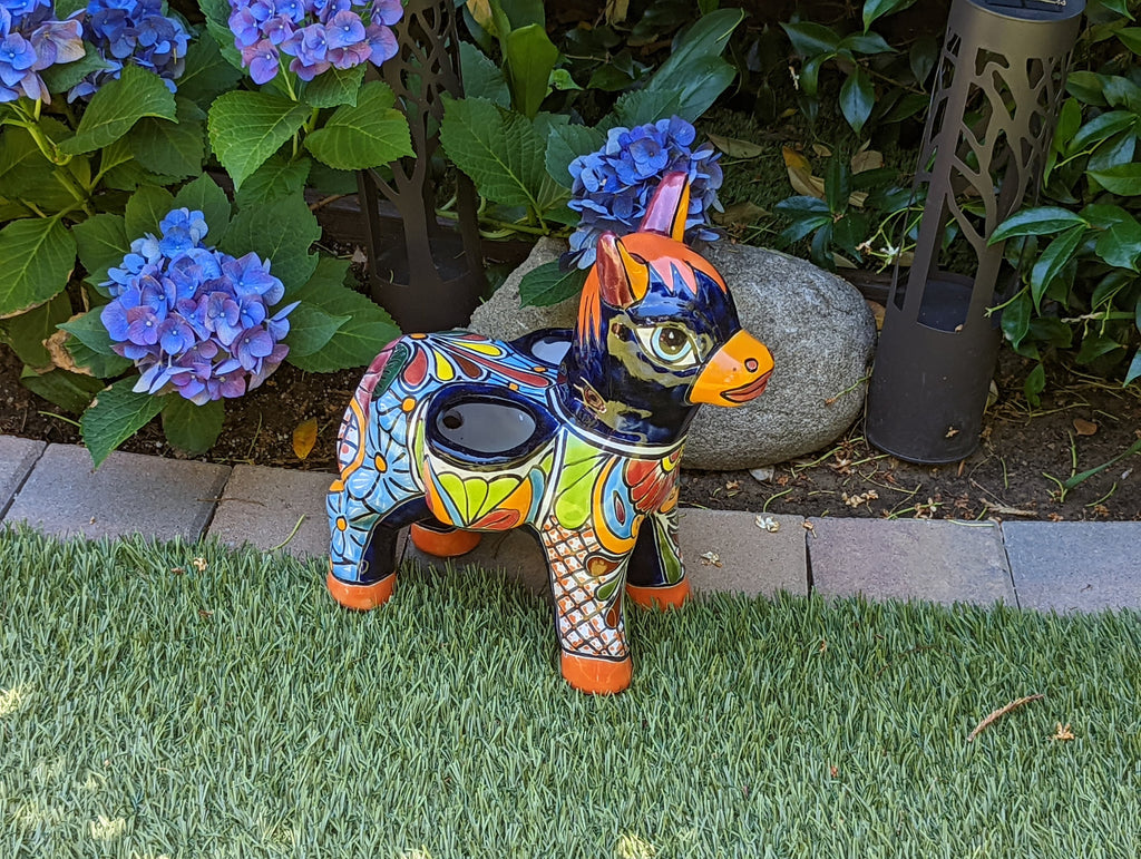 Cute Donkey Planter, Talavera Pottery, Planter Pot Decoration for Indoor Outdoor Home Decor, Handmade Mexican Burro Flower Pot