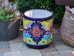 Colorful 12" Round Flower Pot, Talavera Ceramic Planter, Handmade Pottery, Outdoor Garden Decor, Indoor Home Decor, Unique Housewarming Gift