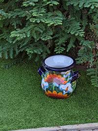 Colorful 10.5" Round Planter Talavera Ceramic Flower Pot, Handmade Pottery Outdoor Garden Decor as Indoor Home Decor Unique Gift