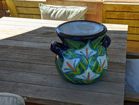 Colorful 10.5" Round Lilly Flower Pot, Talavera Ceramic Planter, Handmade Pottery is Outdoor Garden Decor, Indoor Home Decor