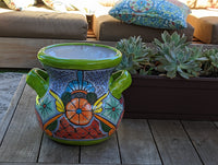 Colorful 10.5" Round Planter, Talavera Ceramic Flower Pot, Handmade Pottery, Outdoor Garden Decor, Indoor Home Decor, Unique Gift