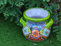 Colorful 10.5" Round Planter, Talavera Ceramic Flower Pot, Handmade Pottery, Outdoor Garden Decor, Indoor Home Decor, Unique Gift