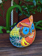 Ceramic Owl Planter, Talvera Pottery, Indoor or Outdoor Owl Flower Pot, Colorful Owl Decoration, Mexican Home Decor, Talavera Mexico Gifts