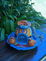 Ceramic Bird Feeder, Talavera Pottery, Decorative Outdoor Hanging Feeder Station w Chain, Handmade Mexican Pottery, Attract Wild Birds