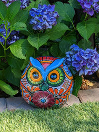 Ceramic Owl Planter, Talvera Pottery, Indoor or Outdoor Owl Flower Pot, Colorful Owl Decoration, Mexican Home Decor, Talavera Mexico Gifts