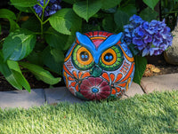 Ceramic Owl Planter, Talvera Pottery, Indoor or Outdoor Owl Flower Pot, Colorful Owl Decoration, Mexican Home Decor, Talavera Mexico Gifts