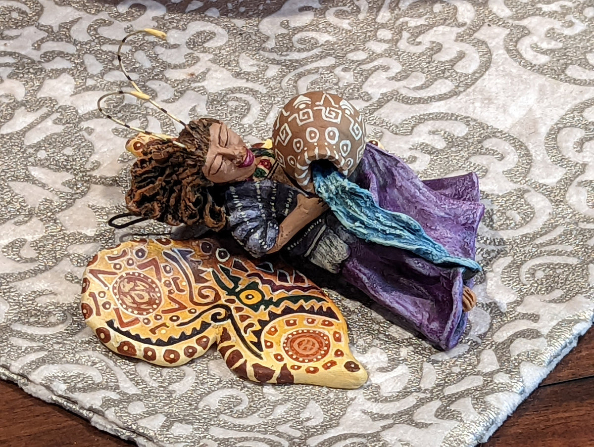 Angel Christmas Ornament, Handmade Butterfly Wall Decor from Oaxaca, Whimsical Mexican Folk Art, Angel Wings Wall Decor, Butterfly Decor
