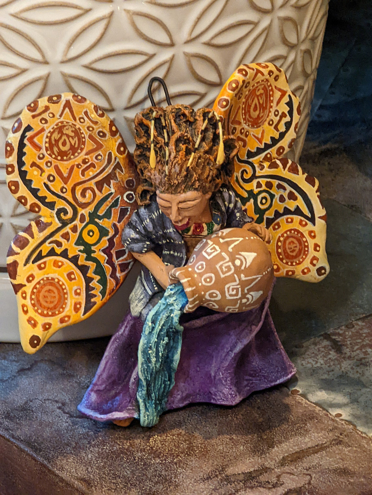 Angel Christmas Ornament, Handmade Butterfly Wall Decor from Oaxaca, Whimsical Mexican Folk Art, Angel Wings Wall Decor, Butterfly Decor
