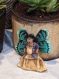 Angel Christmas Ornament, Handmade Home Decor from Oaxaca, Whimsical Mexico Folk Art, Angel Wings Wall Decor, Unique Butterfly Decor