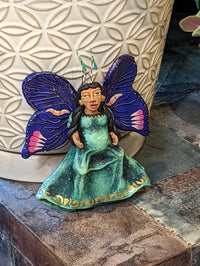Angel Christmas Ornament, Handmade Butterfly Wall Decor from Oaxaca, Whimsical Mexican Art, Angel Wings Wall Decor, Purple Butterfly Decor