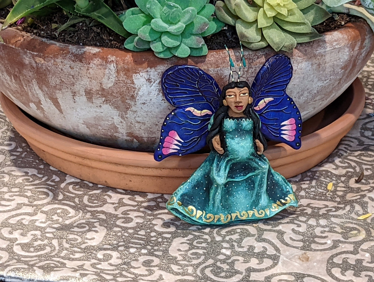 Angel Christmas Ornament, Handmade Butterfly Wall Decor from Oaxaca, Whimsical Mexican Art, Angel Wings Wall Decor, Purple Butterfly Decor