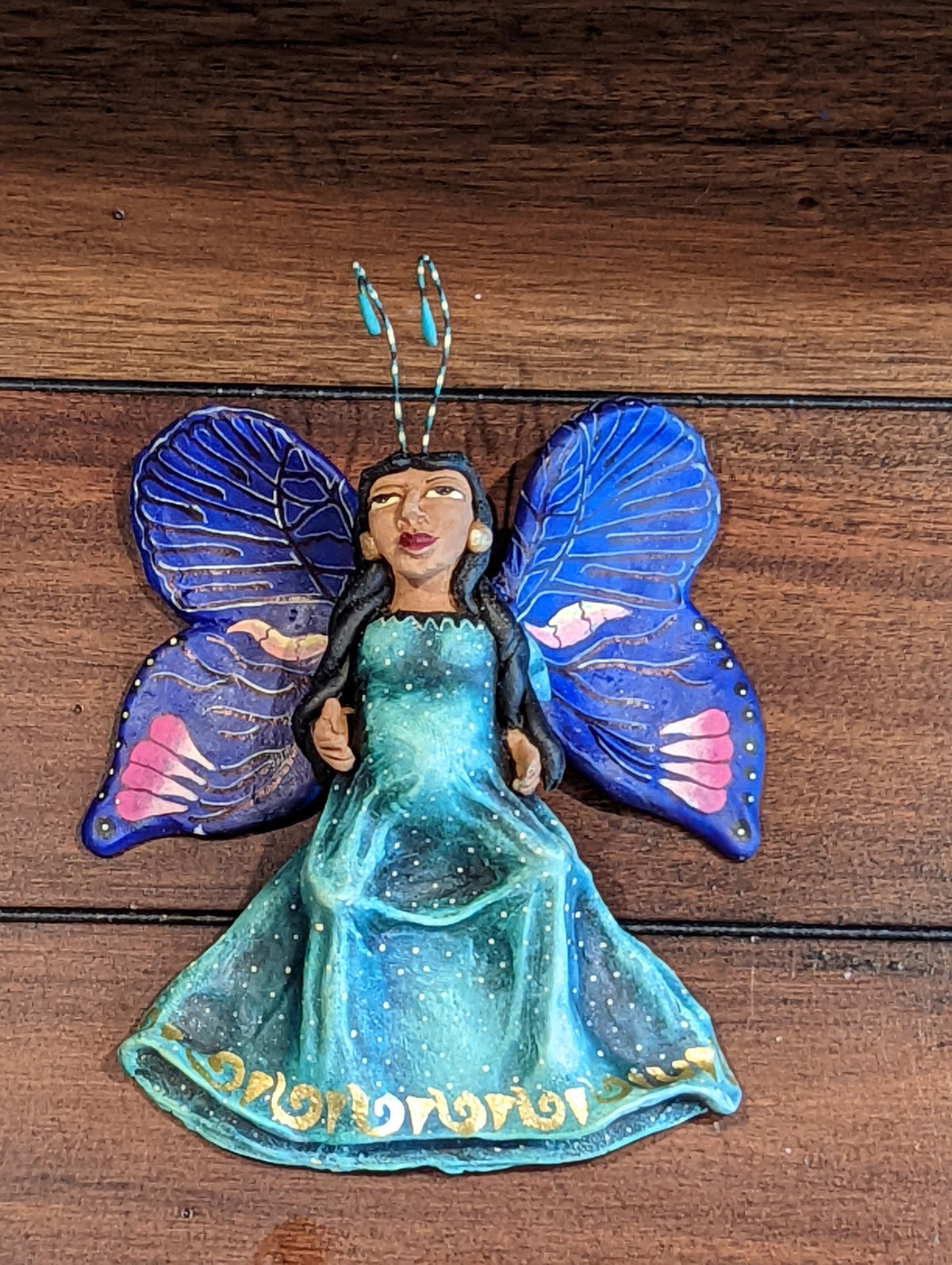 Angel Christmas Ornament, Handmade Butterfly Wall Decor from Oaxaca, Whimsical Mexican Art, Angel Wings Wall Decor, Purple Butterfly Decor