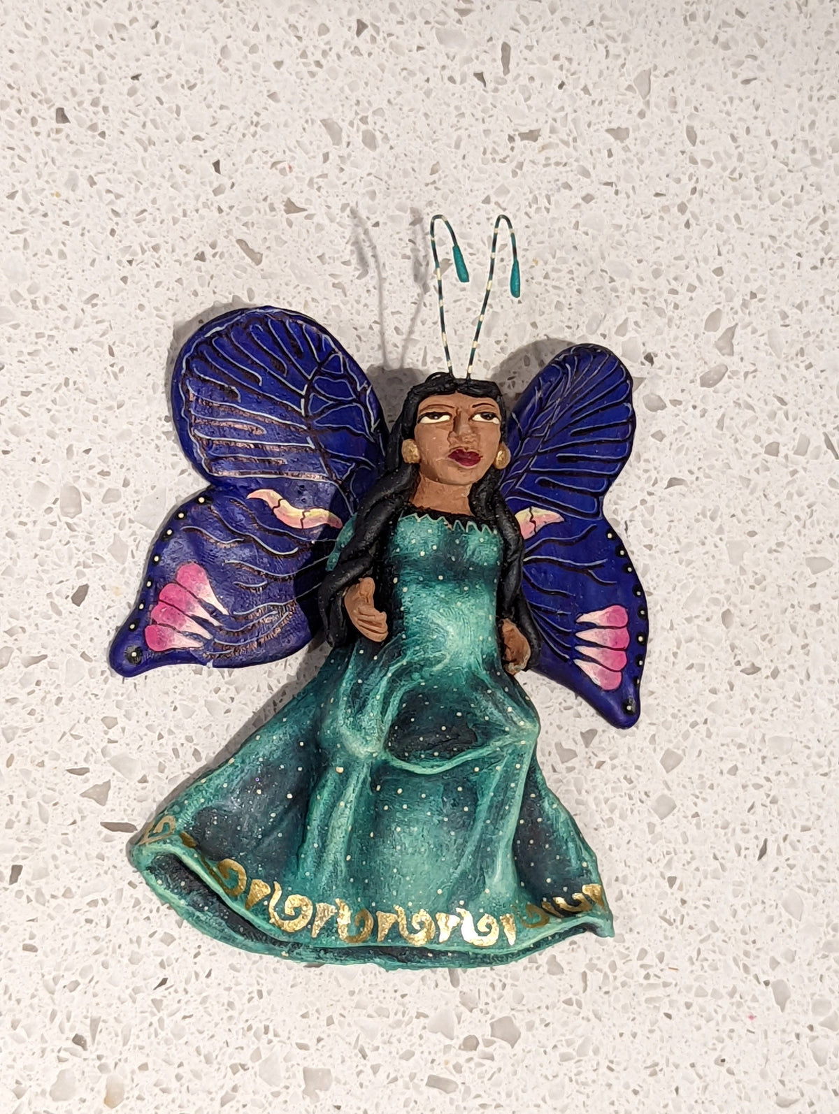 Angel Christmas Ornament, Handmade Butterfly Wall Decor from Oaxaca, Whimsical Mexican Art, Angel Wings Wall Decor, Purple Butterfly Decor