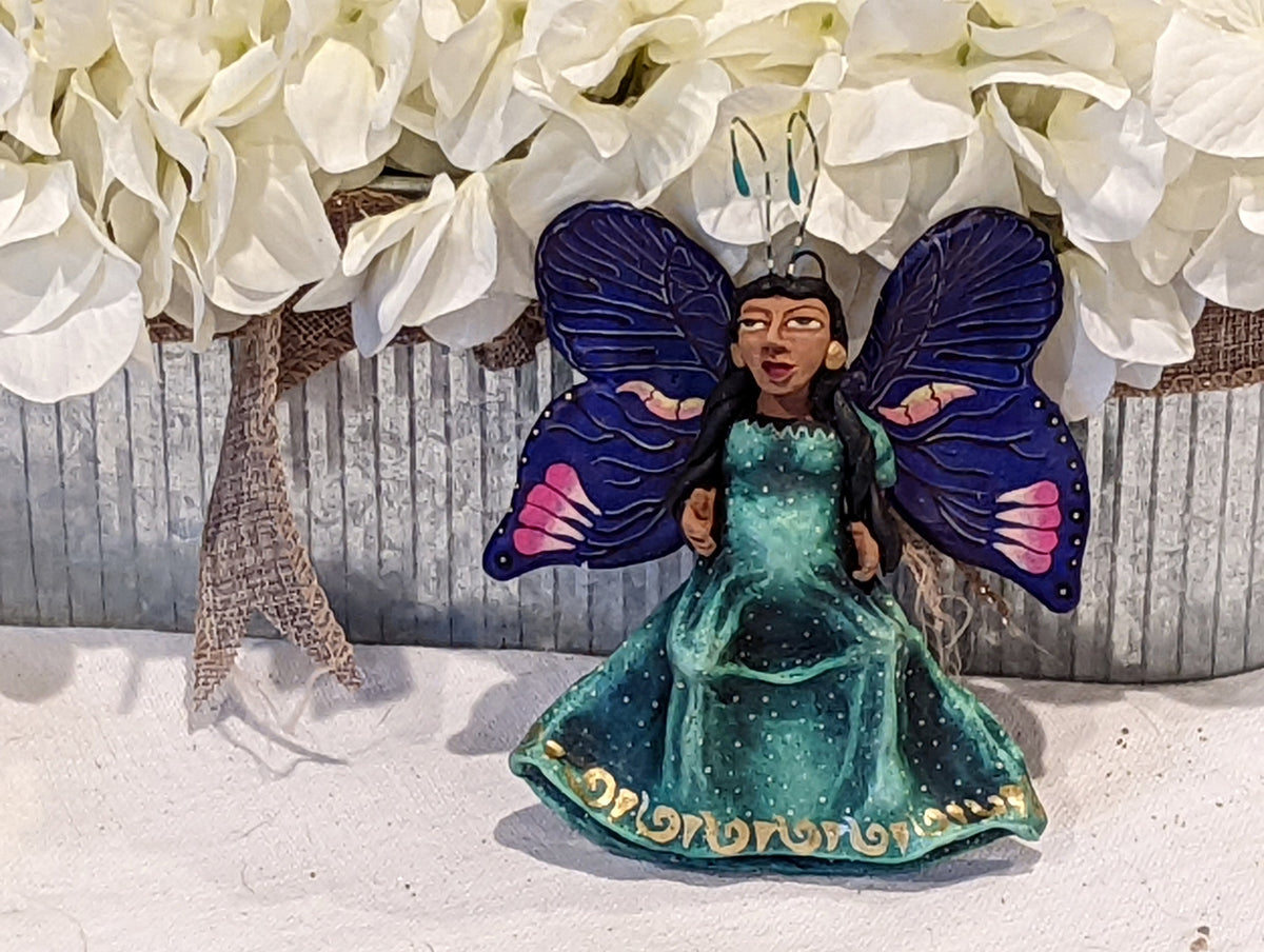 Angel Christmas Ornament, Handmade Butterfly Wall Decor from Oaxaca, Whimsical Mexican Art, Angel Wings Wall Decor, Purple Butterfly Decor