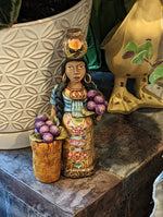 Woman Vendor, Home Decor Mexican Folk Art, Handmade Woman Figurine Statue, Clay Pottery Original Art from Oaxaca, Mexico