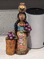 Woman Vendor, Home Decor Mexican Folk Art, Handmade Woman Figurine Statue, Clay Pottery Original Art from Oaxaca, Mexico