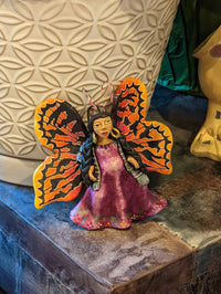 Angel Christmas Ornament, Handmade Home Decor from Oaxaca, Whimsical Mexico Folk Art, Angel Wings Wall Decor, Unique Butterfly Decor