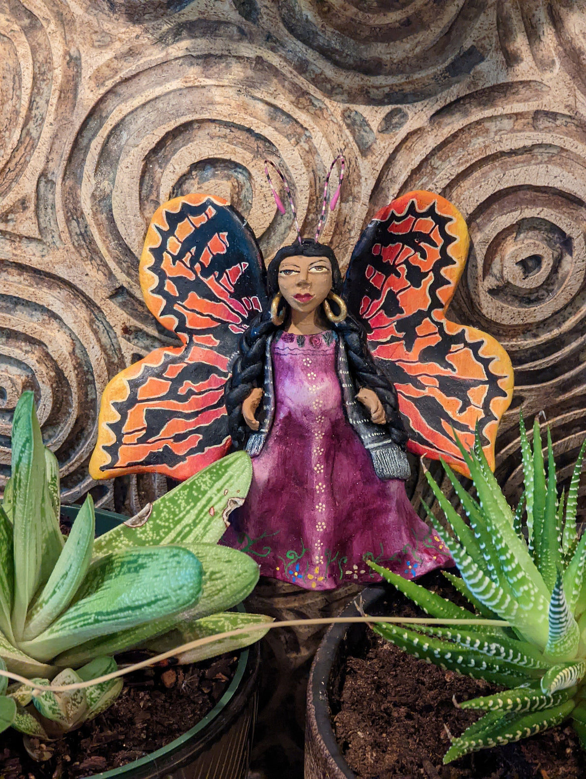 Angel Christmas Ornament, Handmade Home Decor from Oaxaca, Whimsical Mexico Folk Art, Angel Wings Wall Decor, Unique Butterfly Decor