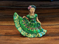 Oaxacan Woman Dancing, Mexican Folk Art from Oaxaca, Clay Figurine, Handmade by Juan Jose Aguilar, Collectible Women Statuette