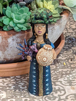 Oaxacan Woman Vendor, Mexican Folk Art from Oaxaca, Clay Figurine, Handmade by Juan Jose Aguilar, Collectible Women Statuette