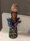 Oaxacan Woman Vendor, Mexican Folk Art from Oaxaca, Clay Figurine, Handmade by Juan Jose Aguilar, Collectible Women Statuette