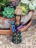 Oaxacan Woman Vendor, Mexican Folk Art from Oaxaca, Clay Figurine, Handmade by Juan Jose Aguilar, Collectible Women Statuette