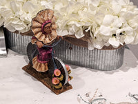 Oaxacan Vendor Woman on Bicycle, Mexican Folk Art from Oaxaca, Clay Figurine, Handmade by Juan Jose Aguilar, Collectible Women Statuette