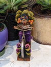 Oaxacan Vendor Woman on Bicycle, Mexican Folk Art from Oaxaca, Clay Figurine, Handmade by Juan Jose Aguilar, Collectible Women Statuette