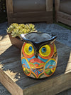 Gorgeous 14" Owl Flower Pot, Talavera Ceramic Planter, Handmade Pottery, Outdoor Garden Decor, Indoor Home Decor, Unique Gift for Birders