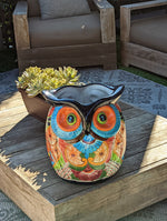 Gorgeous 14" Owl Flower Pot, Talavera Ceramic Planter, Handmade Pottery, Outdoor Garden Decor, Indoor Home Decor, Unique Gift for Birders