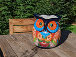 Gorgeous 14" Owl Flower Pot, Talavera Ceramic Planter, Handmade Pottery, Outdoor Garden Decor, Indoor Home Decor, Unique Gift for Birders