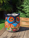 Gorgeous 14" Owl Flower Pot, Talavera Ceramic Planter, Handmade Pottery, Outdoor Garden Decor, Indoor Home Decor, Unique Gift for Birders