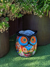 Gorgeous 14" Owl Flower Pot, Talavera Ceramic Planter, Handmade Pottery, Outdoor Garden Decor, Indoor Home Decor, Unique Gift for Birders