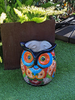 Gorgeous 14" Owl Flower Pot, Talavera Ceramic Planter, Handmade Pottery, Outdoor Garden Decor, Indoor Home Decor, Unique Gift for Birders