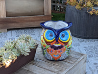 Gorgeous 14" Owl Flower Pot, Talavera Ceramic Planter, Handmade Pottery, Outdoor Garden Decor, Indoor Home Decor, Unique Gift for Birders