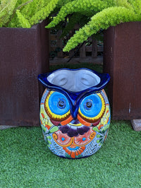 Gorgeous 14" Owl Flower Pot, Talavera Ceramic Planter, Handmade Pottery, Outdoor Garden Decor, Indoor Home Decor, Unique Gift for Birders