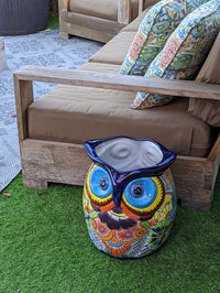 Gorgeous 14" Owl Flower Pot, Talavera Ceramic Planter, Handmade Pottery, Outdoor Garden Decor, Indoor Home Decor, Unique Gift for Birders