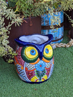 Gorgeous 14" Owl Flower Pot, Talavera Ceramic Planter, Handmade Pottery, Outdoor Garden Decor, Indoor Home Decor, Unique Gift for Birders