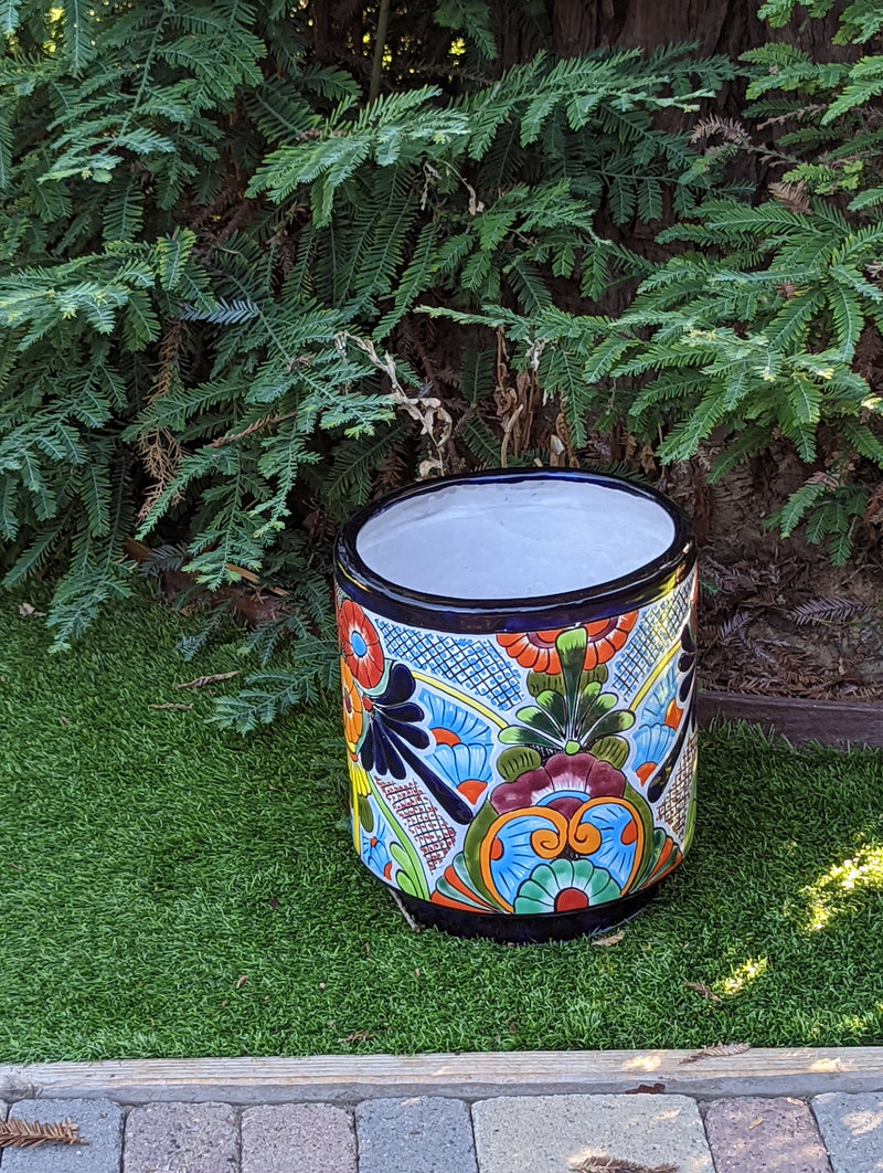 Colorful 12" Round Flower Pot, Talavera Ceramic Planter, Handmade Pottery, Outdoor Garden Decor, Indoor Home Decor, Unique Housewarming Gift