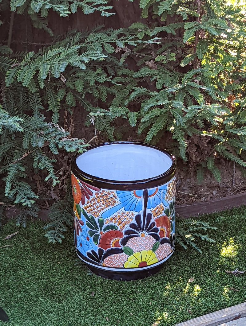 Colorful 12" Round Flower Pot, Talavera Ceramic Planter, Handmade Pottery, Outdoor Garden Decor, Indoor Home Decor, Unique Housewarming Gift