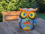 Gorgeous 14" Owl Flower Pot, Talavera Ceramic Planter, Handmade Pottery, Outdoor Garden Decor, Indoor Home Decor, Unique Gift for Birders